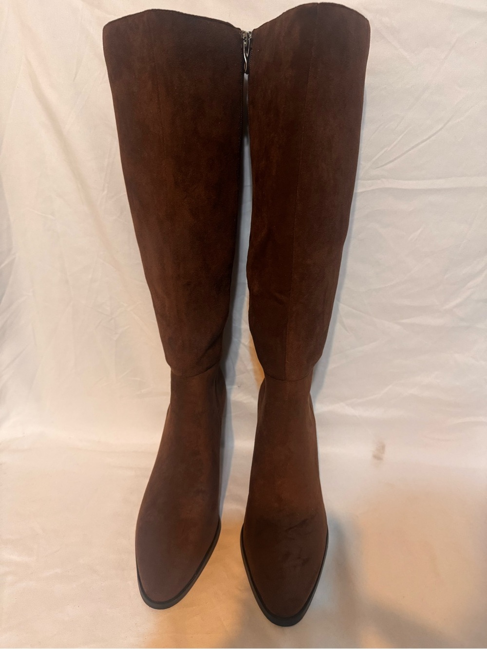 Brown Knee-High Suede Boots - Women's Classic Riding Style
